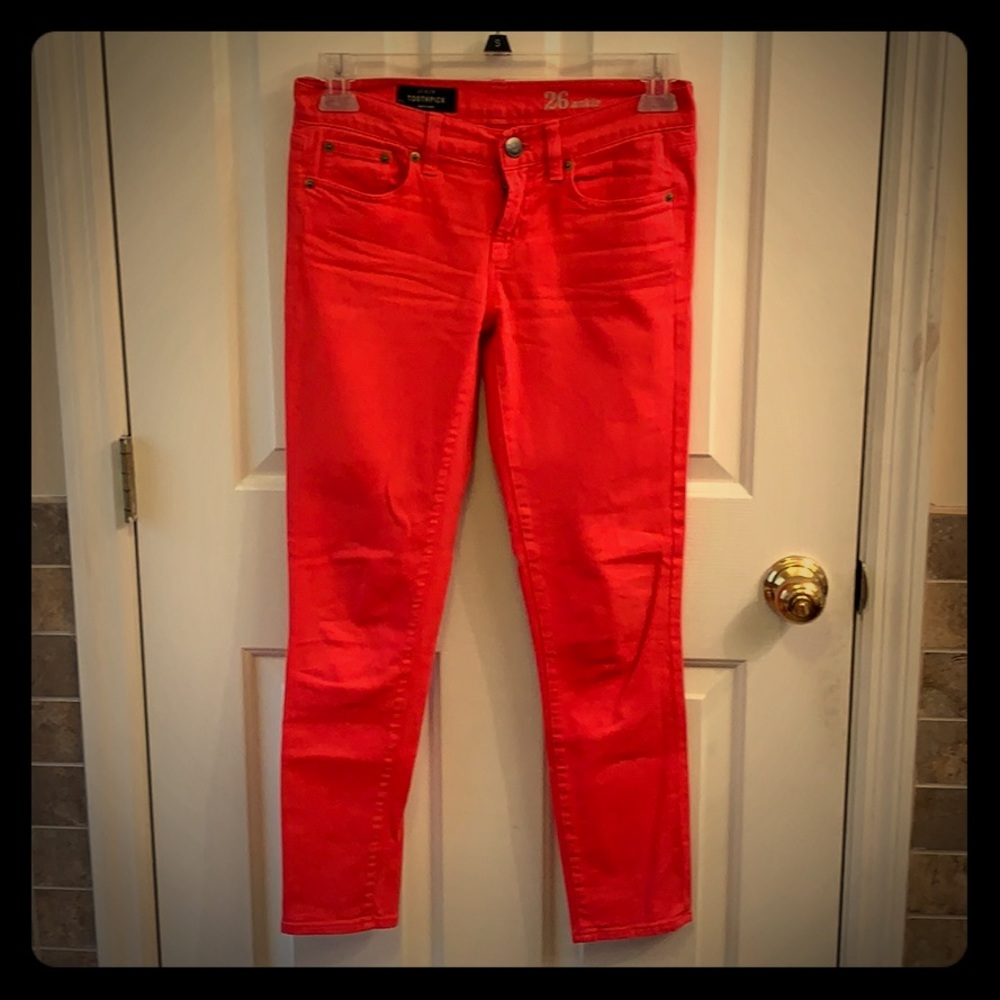 J.Crew Bright Salmon Toothpick Jeans